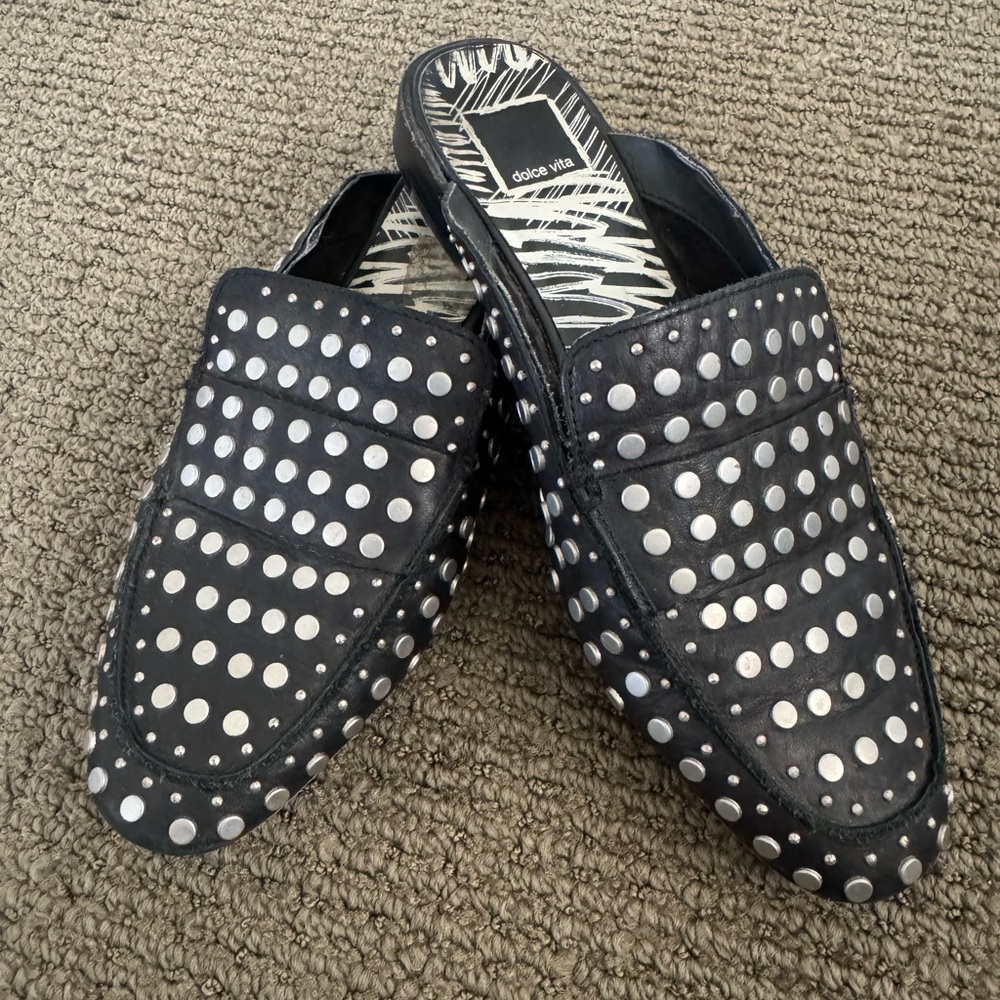 Dolce Vita Black Studded Mules